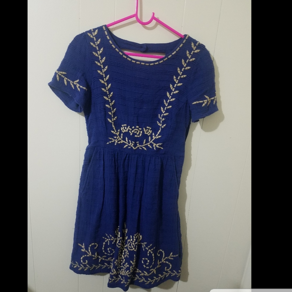 Lucky Brand Blue and gold Dress size XS